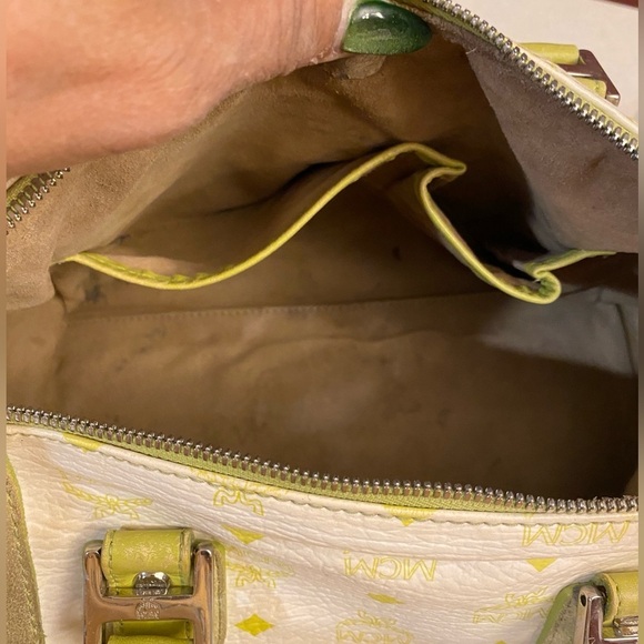 MCM Lime Green & White Visetos Boston Bag, EUC - Picture 6 of 16